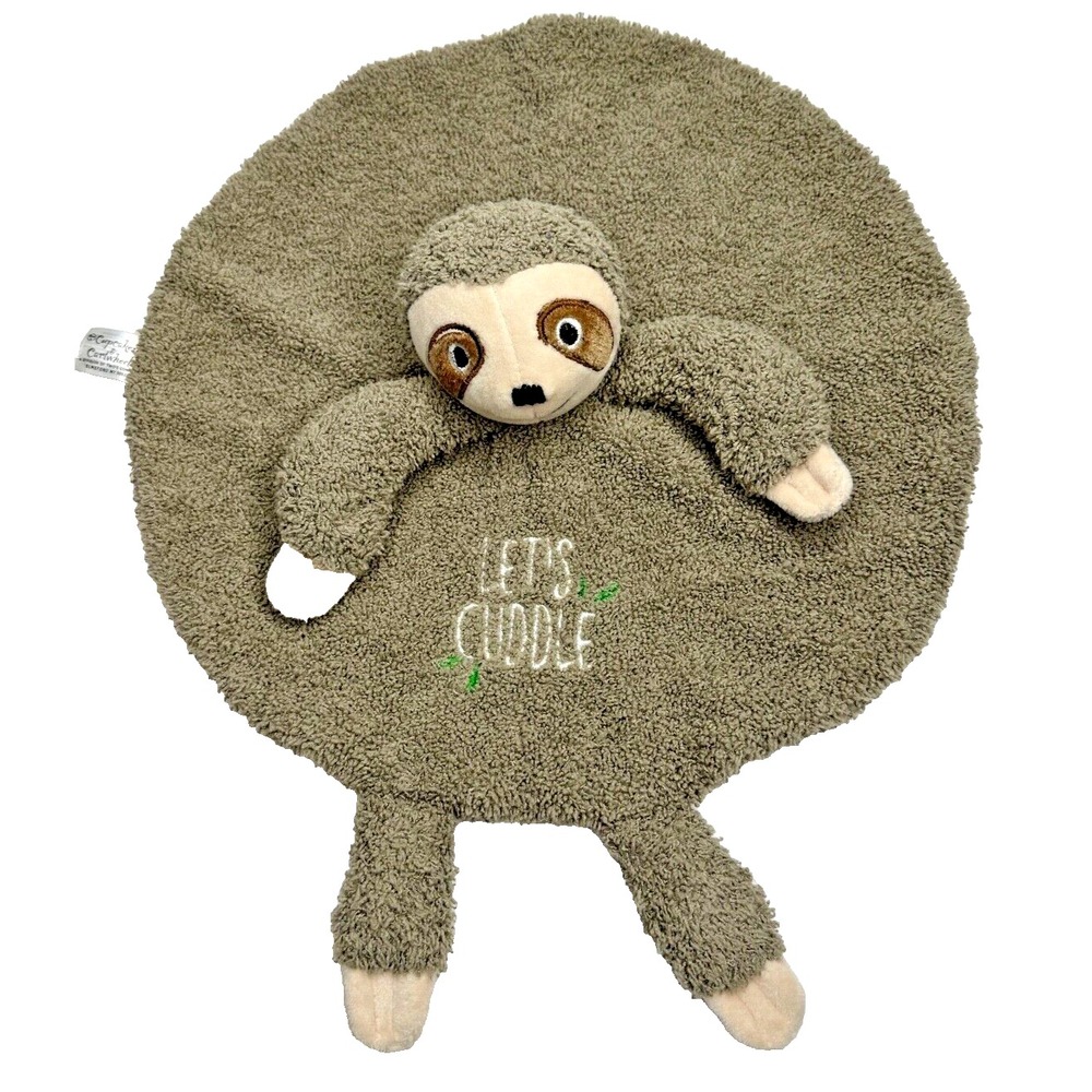 Cupcakes and Cartwheels Sloth Let's Cuddle Security Blanket Round Baby Lovey